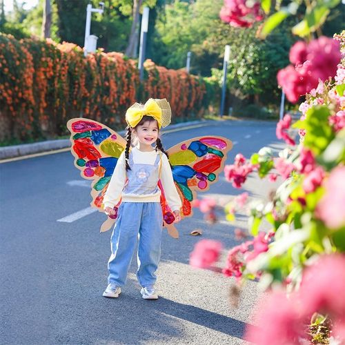 diy光影蝴蝶翅膀材料包儿童彩色玻璃纸背饰手工透明膜七彩透光板