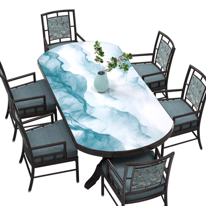 中式椭圆形餐桌布防水防油免洗pvc可伸缩折叠餐桌垫防烫桌面台布,居家布艺,桌布,淘宝优惠券,粉丝福利购,淘宝优惠卷