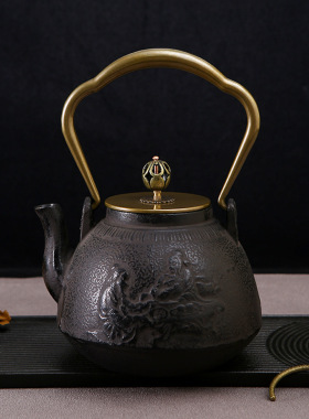 新中式复古国风摆件博古架茶室装饰茶壶铸铁壶茶具礼品壶玄关饰品