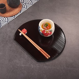 日式半月形托盘板前料理托盘omakase餐具半圆形托盘创意日料托盘