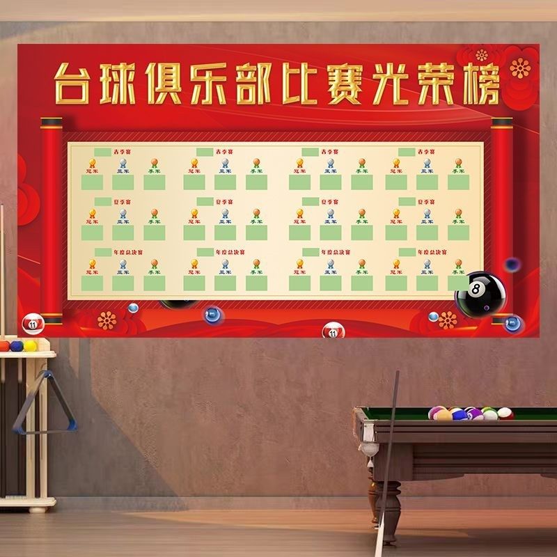 台球厅比赛排行榜春季夏季年度光荣榜台球厅比赛光荣榜海报贴画