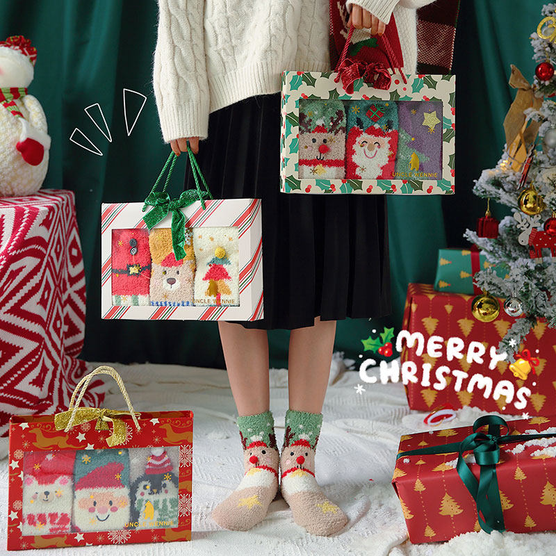 珊瑚绒圣诞袜子女中筒情侣秋冬礼盒礼物儿童地板袜加厚加绒睡眠袜,女士内衣/男士内衣/家居服,中筒袜,淘宝优惠券,粉丝福利购,淘宝优惠卷