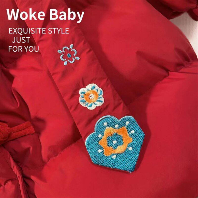 儿童冬季加厚外出棉衣小女孩古风唐装外套中长款中国风保暖羽绒服