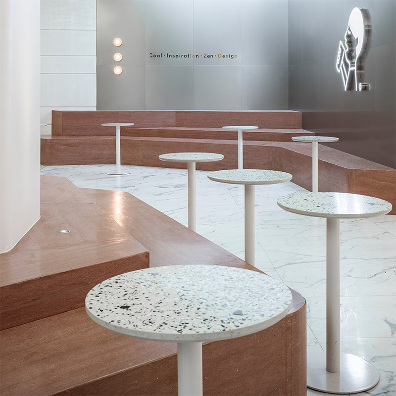 本土创造水磨石简约休闲洽谈桌子咖啡奶茶店餐桌北欧阳台小圆桌椅