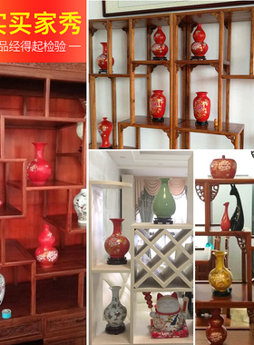 景德镇陶瓷器红色插花干花瓶家居工艺品酒柜客厅新房装饰品小摆件