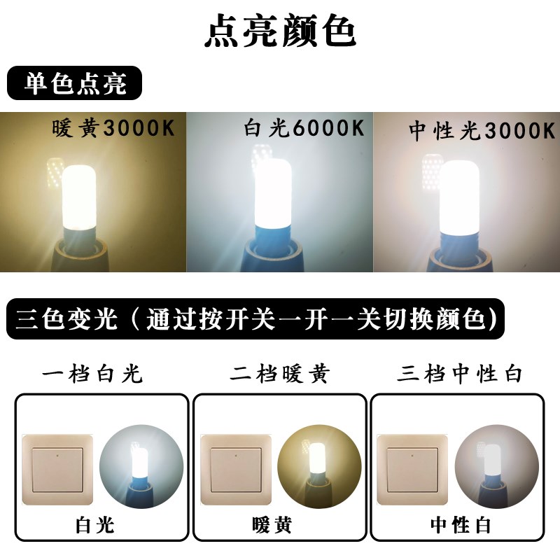 E12/B15/E17110v/220vled玉米灯泡e27大E14螺口B22乳白罩防刺眼灯