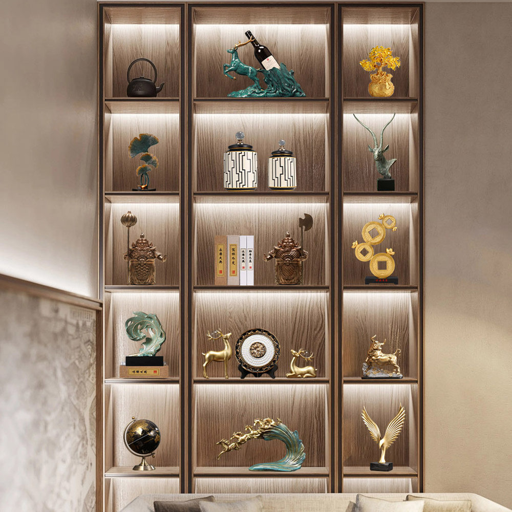新中式客厅玄关隔断柜酒柜装饰品办公室展示柜书柜博古架复古摆件