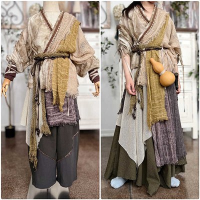 熹言 杨采薇古风汉元素不规则多层流浪破烂风表演摄影服装