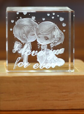 情人情侣礼品婚礼水晶内雕工艺品装饰品送男女朋友学生节日桌摆件