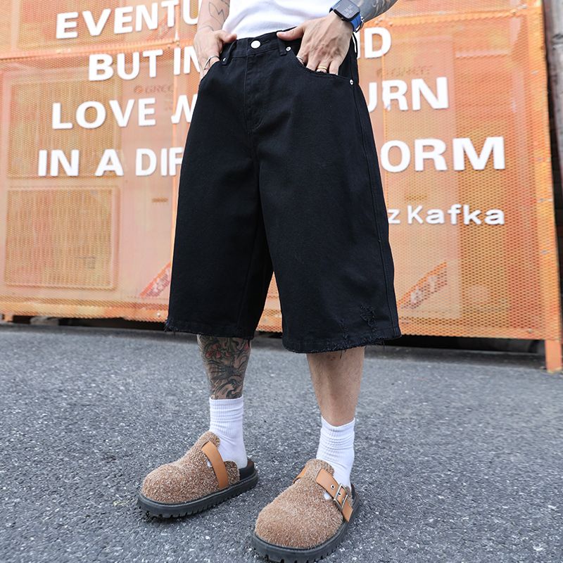 巴黎风美式高街潮牌宽松短裤