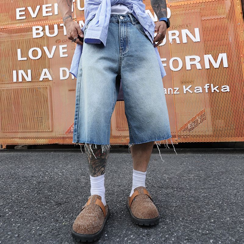 巴黎风美式高街破洞牛仔短裤