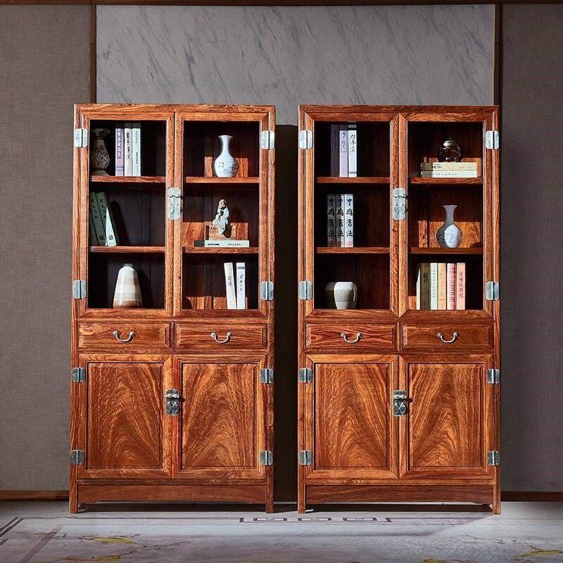 大德居红木素面书柜实木博古架刺猬紫檀多宝阁格书架书柜展示柜