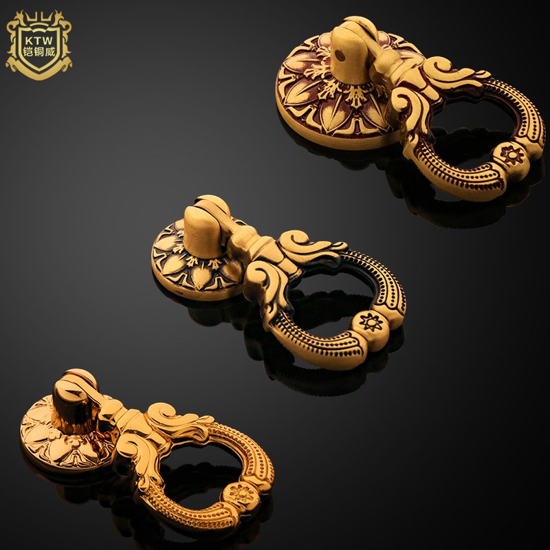 铠铜威 铜单孔拉手抽屉吊环拉手欧式黄铜仿古铜小拉手LF-D007#