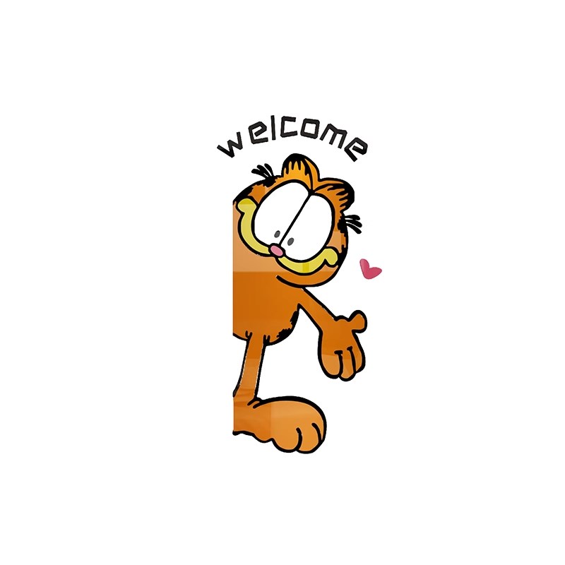 加菲猫电梯间入户门口贴纸楼梯墙面装饰玄关布置一梯一户欢迎回家