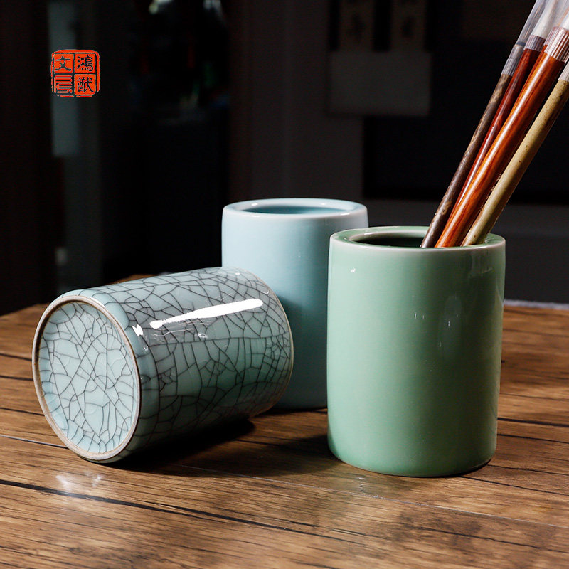 鸿猷文房青瓷墨碟毛笔搁盛墨汁的碟子书法用品天青色陶瓷墨碗笔筒,文具电教/文化用品/商务用品,文房四宝,淘宝优惠券,粉丝福利购,淘宝优惠卷