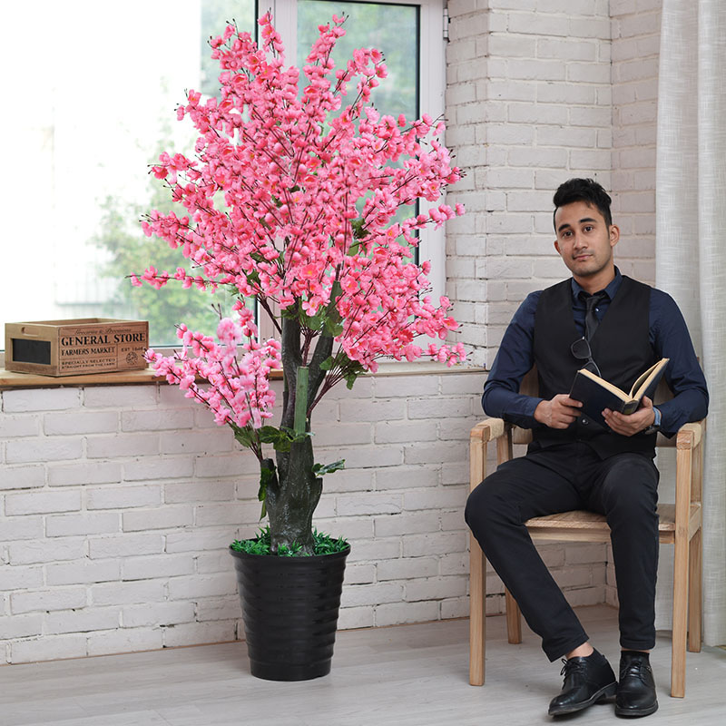 假桃花仿真植物落地盆栽桃树大盆景塑料摆设室内花客厅装饰绿植树