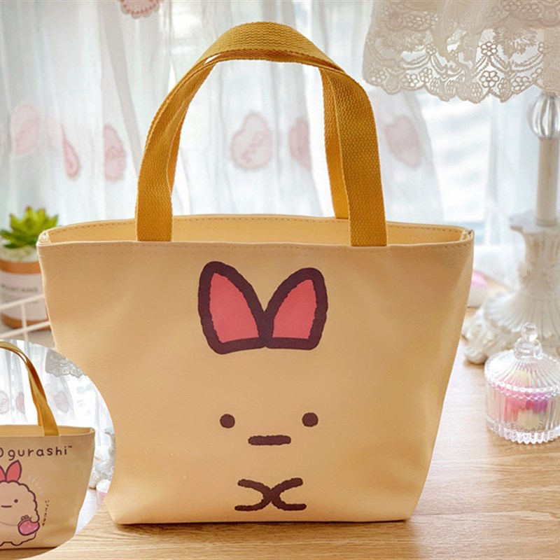 可爱丑鱼墙角落里生物便当包保温饭盒袋PU便当包学生上班族饭盒袋