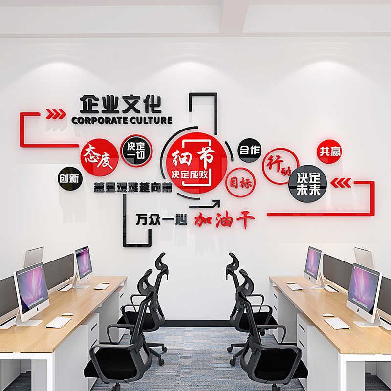 公司企业文化立体墙贴大厅入户形象墙面装饰励志标语贴纸布置自粘