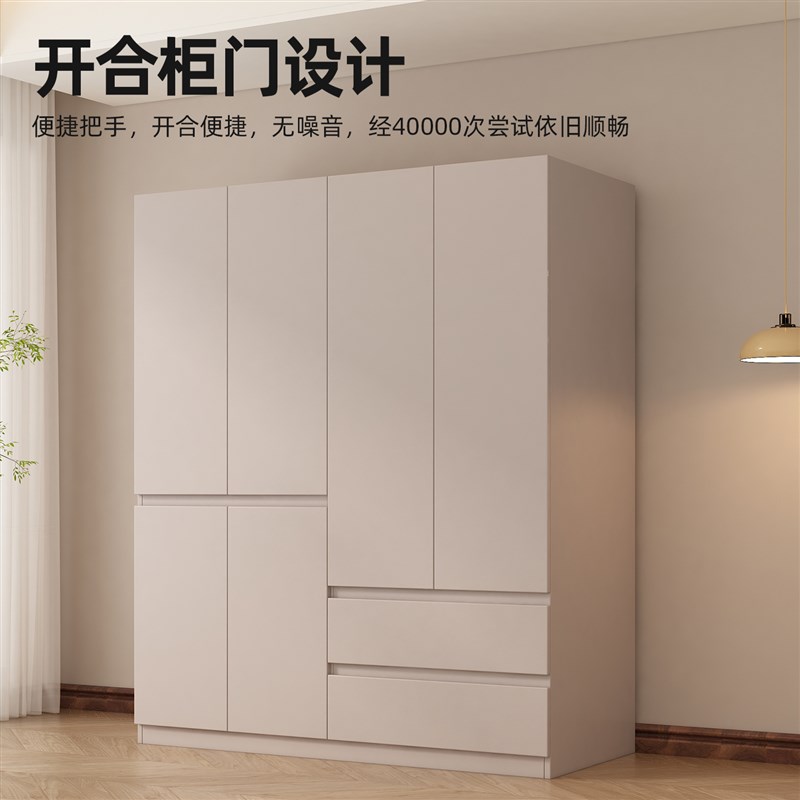 全实木衣柜卧室家用现代简约2025爆款免拉手出租房用定制儿童衣橱