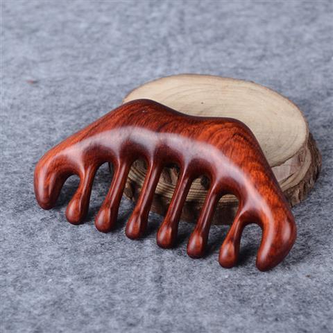 头部经络按摩梳天然紫檀木小号头皮按摩梳子檀香木宽齿乳腺刮痧梳