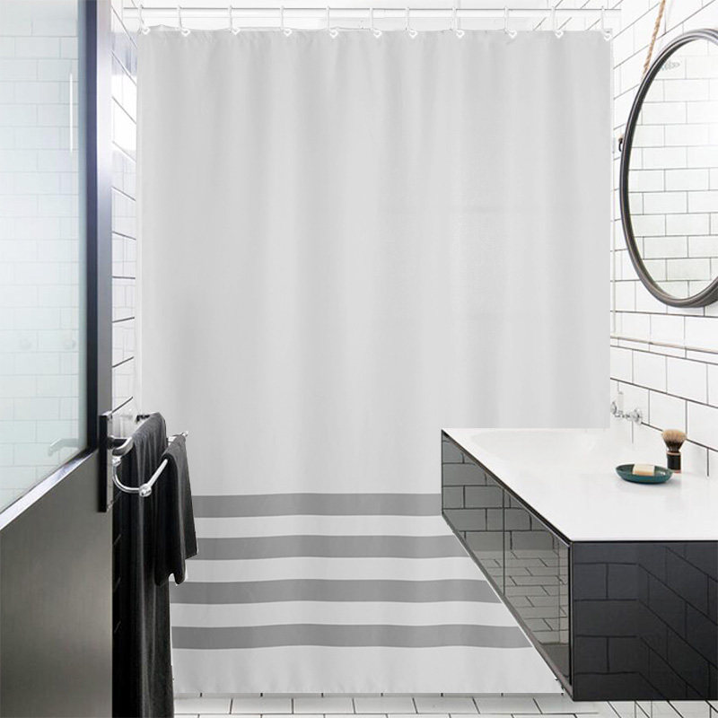 浴室帘子防水挂帘洗澡浴帘涤纶防水布UL型浴帘装免打孔