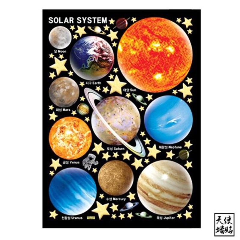 爆款 环保夜光宇宙太空星球/太阳系银河系星星月亮星座荧光墙贴纸