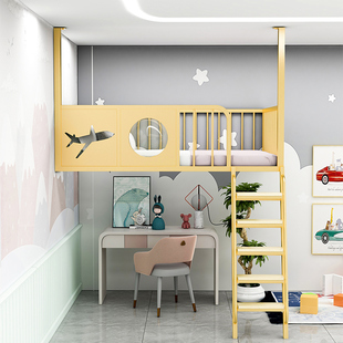 铁艺架床上床下空单上层儿童阁楼低床错位上床下桌挂壁床