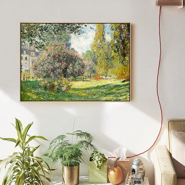 蒙梭公园莫奈风景客厅画简欧样板间欧式沙发背景墙客厅挂画电箱画