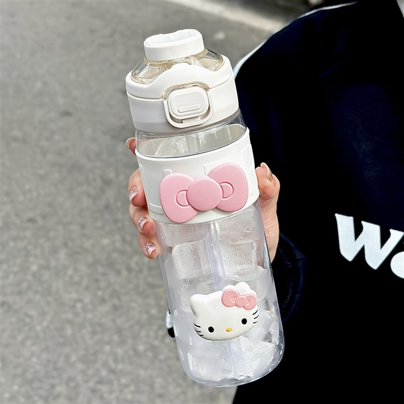 大容量水杯夏季女耐高温吸管杯子中学生刻度便携运动水壶太空杯男