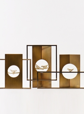 创意新金属山景客厅玄关书房电视柜样板房隔断小屏风摆设