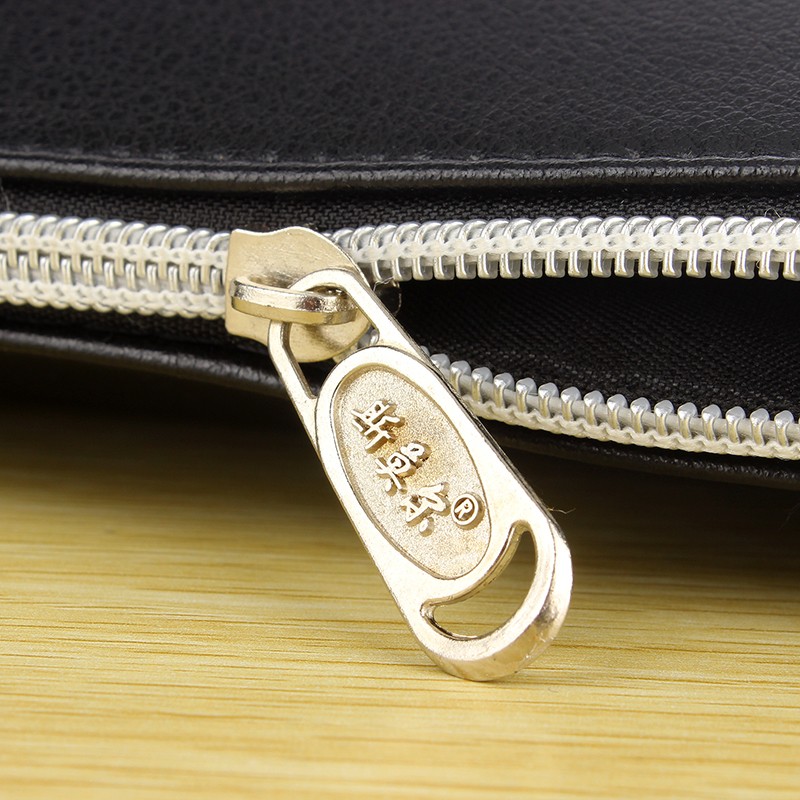 男士商务皮革文件袋简约手提拉链式收纳袋L型黑色pu皮质公文包办