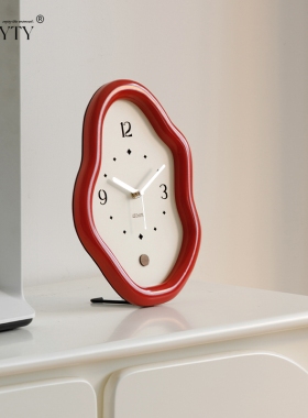 法式复古侘寂现代客厅创意时钟装饰品玄关黑白电视柜桌面摆件