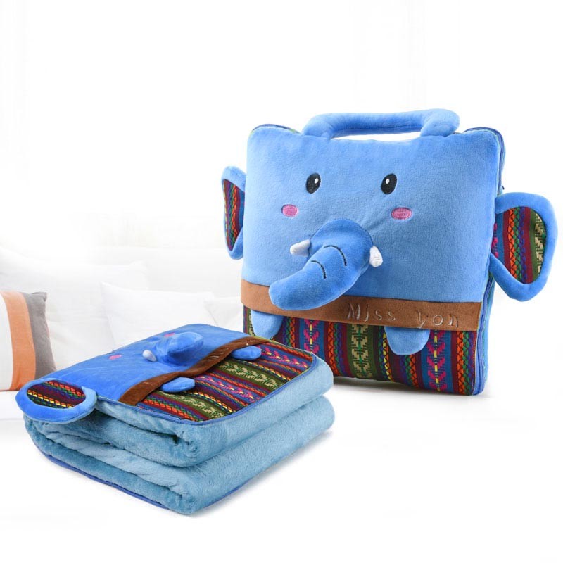 卡通多功能抱枕被子两用珊瑚绒枕头被车用靠垫折叠被办公室抱枕毯