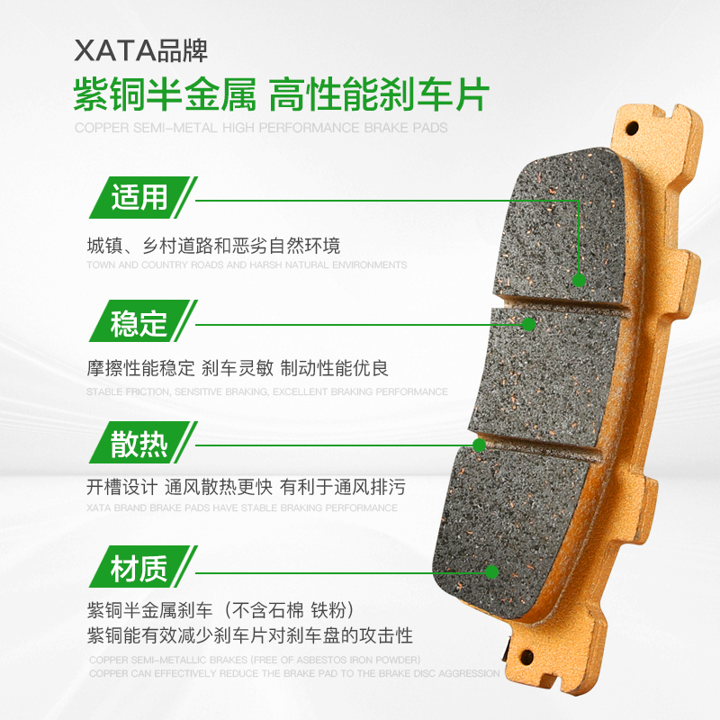 XATA半金属刹车片 适用光阳踏板车动丽G150 CK150T-15 前后碟刹皮