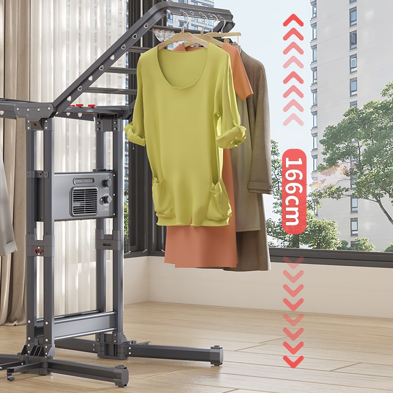 铝合金消毒烘干碟形晾衣架晒被子落地室内阳台折叠晾衣杆挂晒衣架