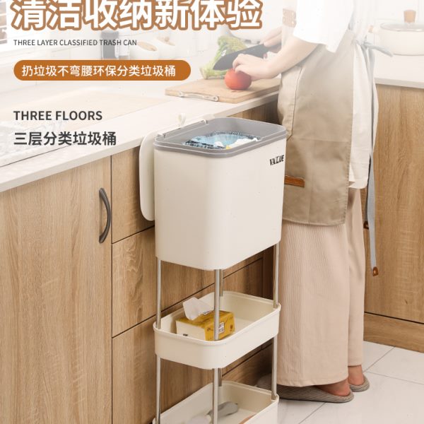 厨房台面专用垃圾桶多层大容量带盖大号干湿分离置物架客厅垃圾筒