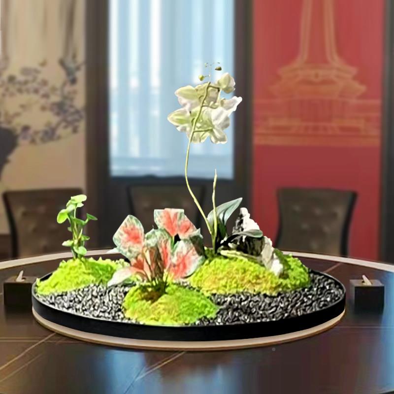 酒店大型桌约桌插花桌转盘中间人造花人圆造花式中GOP式简装新饰