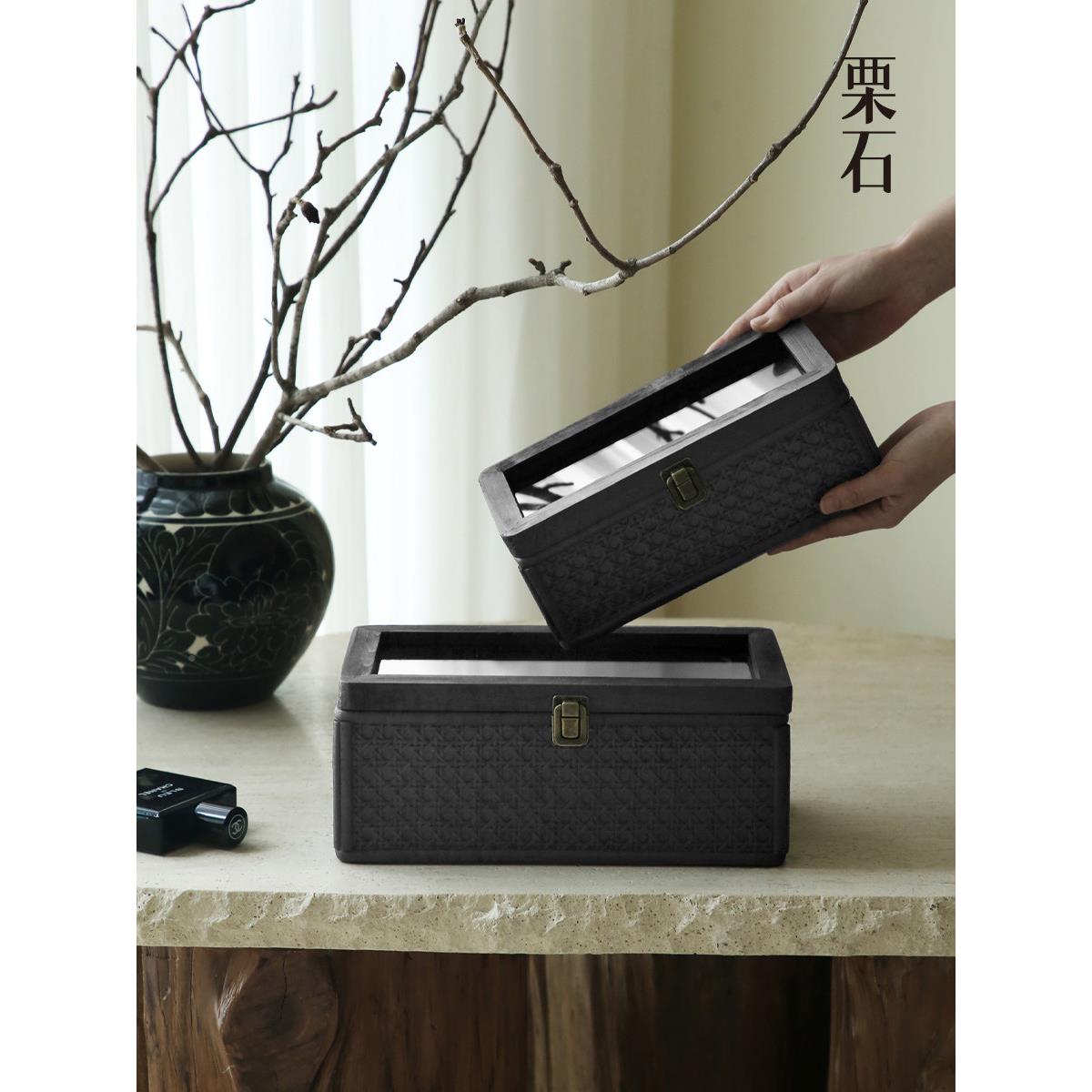 栗子石[BAMWooy]饰覆古藤条收饰纳盒B&B桌面h首盒化妆品杂项盒装