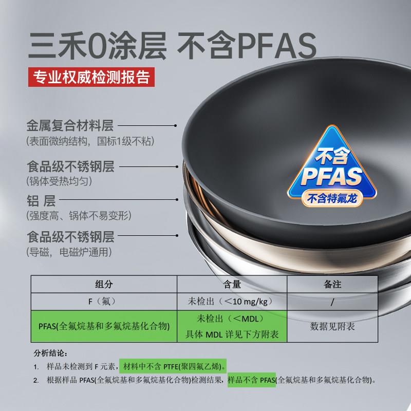 禾0涂层炒锅家用无涂层不三沾/锅4磁炉瓦斯炉通用30不电锈钢炒锅