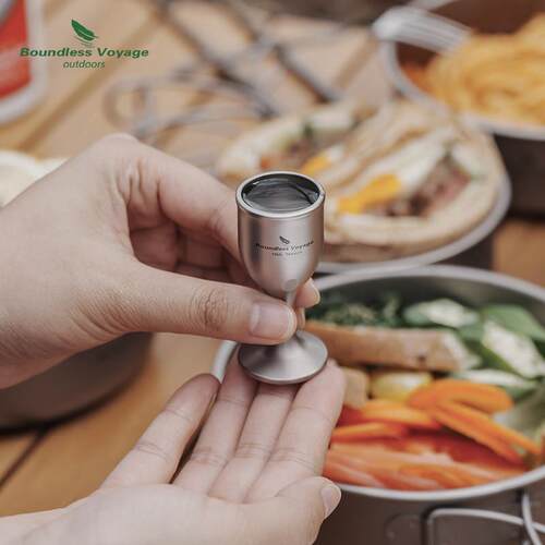 必唯纯钛小酒杯15ml白杯高酒档层杯子单厚防烫中加式Ti078D小号轻