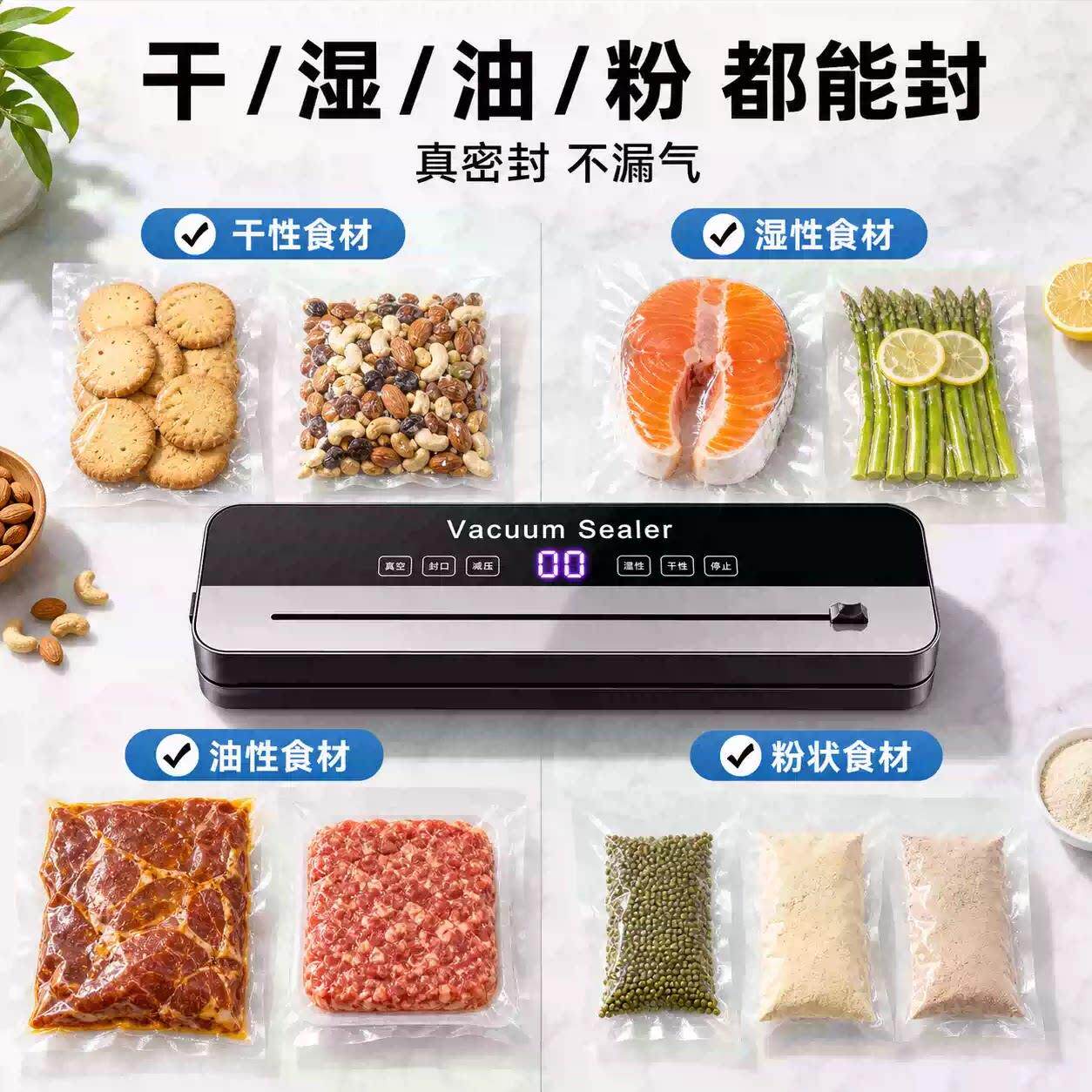 德国包真空抽真空封口机小型保鲜塑家封压缩食真空机品装全自动真