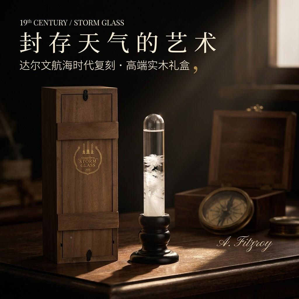 复风暴瓶天气报预员创意复古风暴礼盒古木质包装科学生趣味礼品日