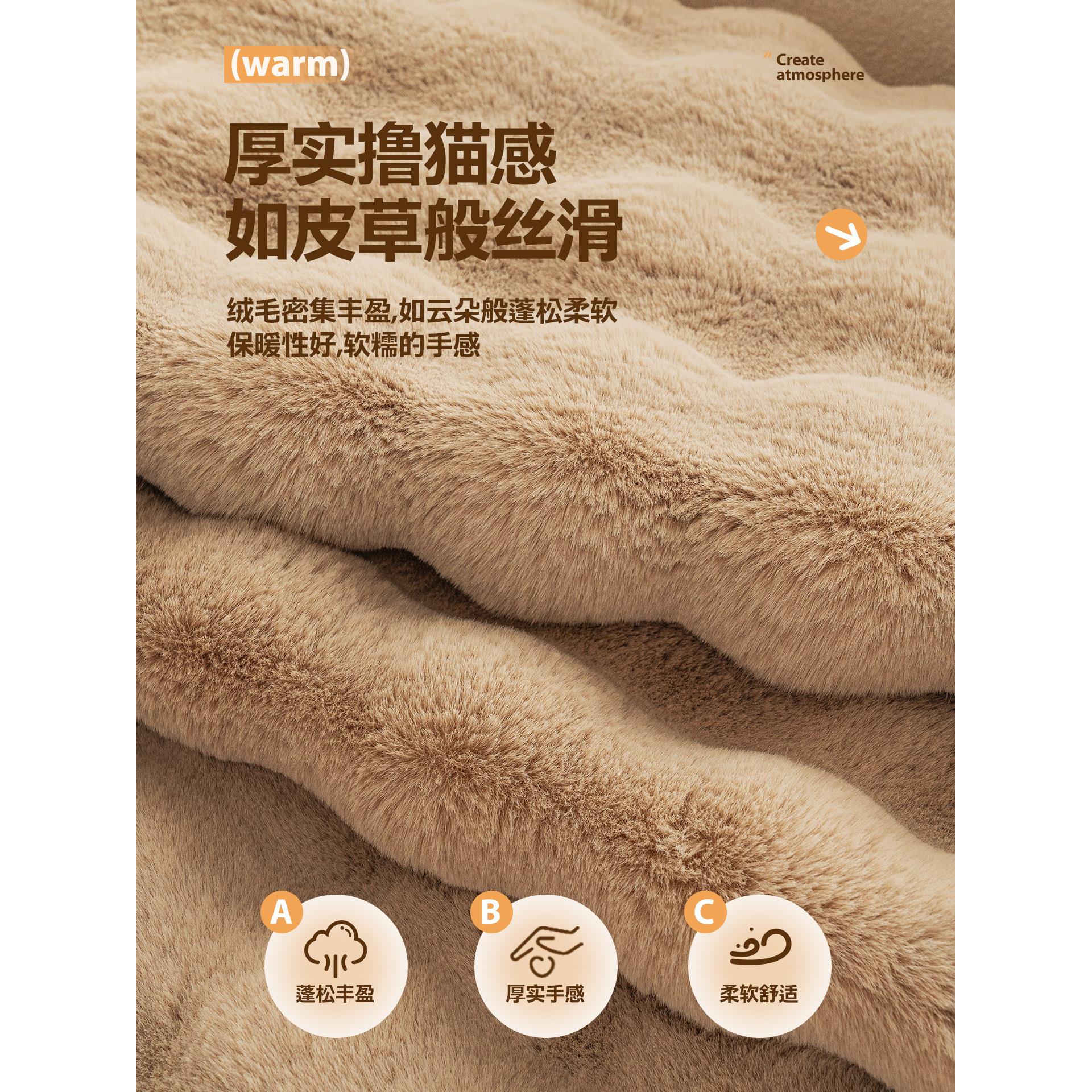 冬季加厚兔兔绒rysfj2022沙发盖布秋毛绒盖毯防滑沙冬发坐垫套罩2