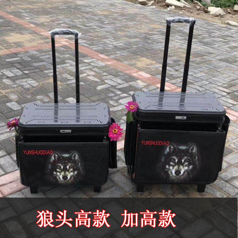 新款硬盖钓磨鱼拉杆箱加多能功拉杆桶OJS可坐大轮厚耐鱼护包防水