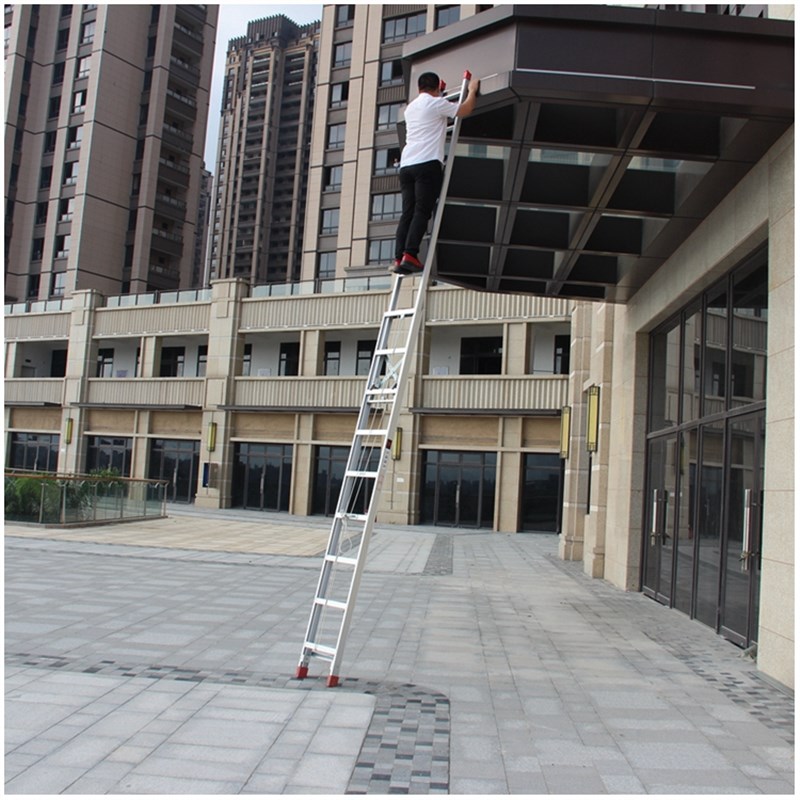 大连华峰单面伸缩梯子一字升降工程梯5  7 8 m 米铝合金拉梯直梯