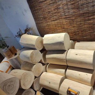 杉木墩子实木根雕木桩矮凳树墩底座木支架换鞋木