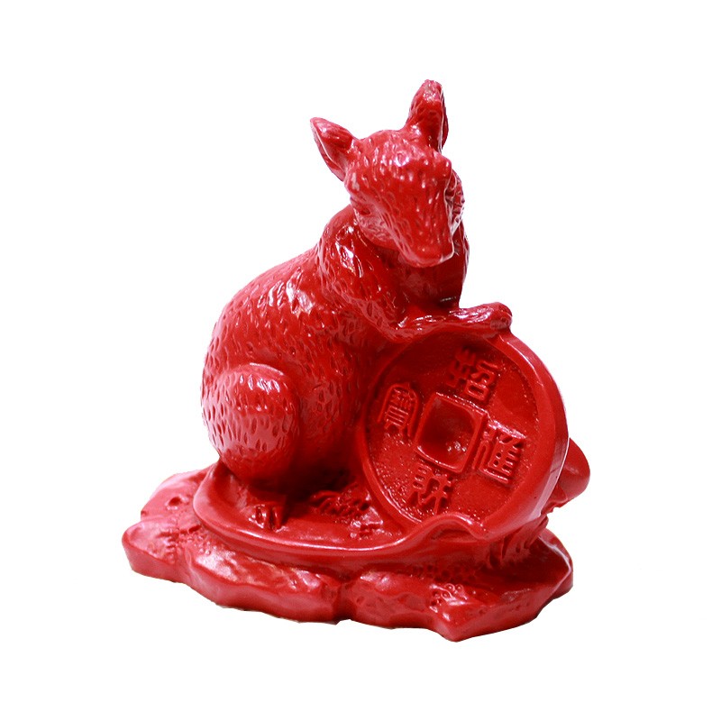 生肖朱砂小摆件装饰属相鼠牛虎兔龙属蛇马羊猴鸡狗猪桌面工艺品