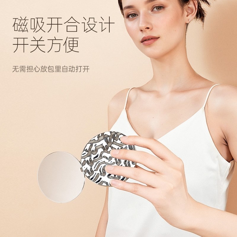 高级感锌合金小镜子随身便携化妆镜折叠双面镜手持迷你圆镜超高清
