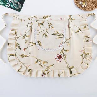 帆布围裙半身围腰层防水加厚款耐磨短款无袖饭店茶楼工作服