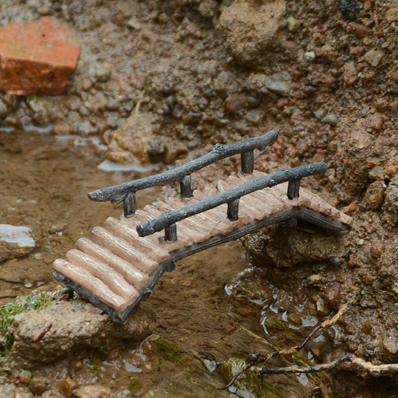 仿真小桥摆件树脂拱桥建筑假山盆景园艺装饰品鱼缸造景摆设小配件